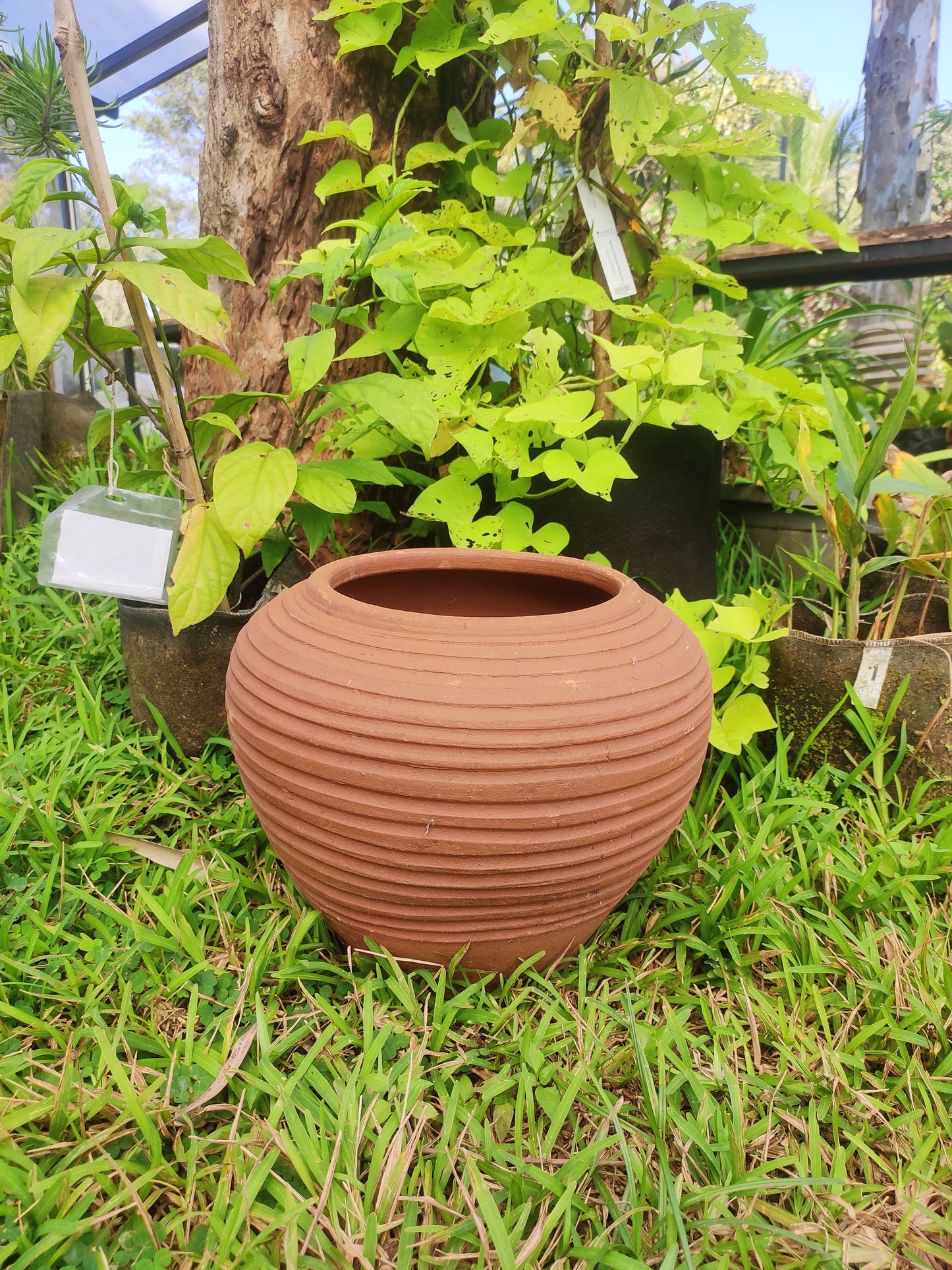 Candle Pot With Small Rib (Small) - Santorini